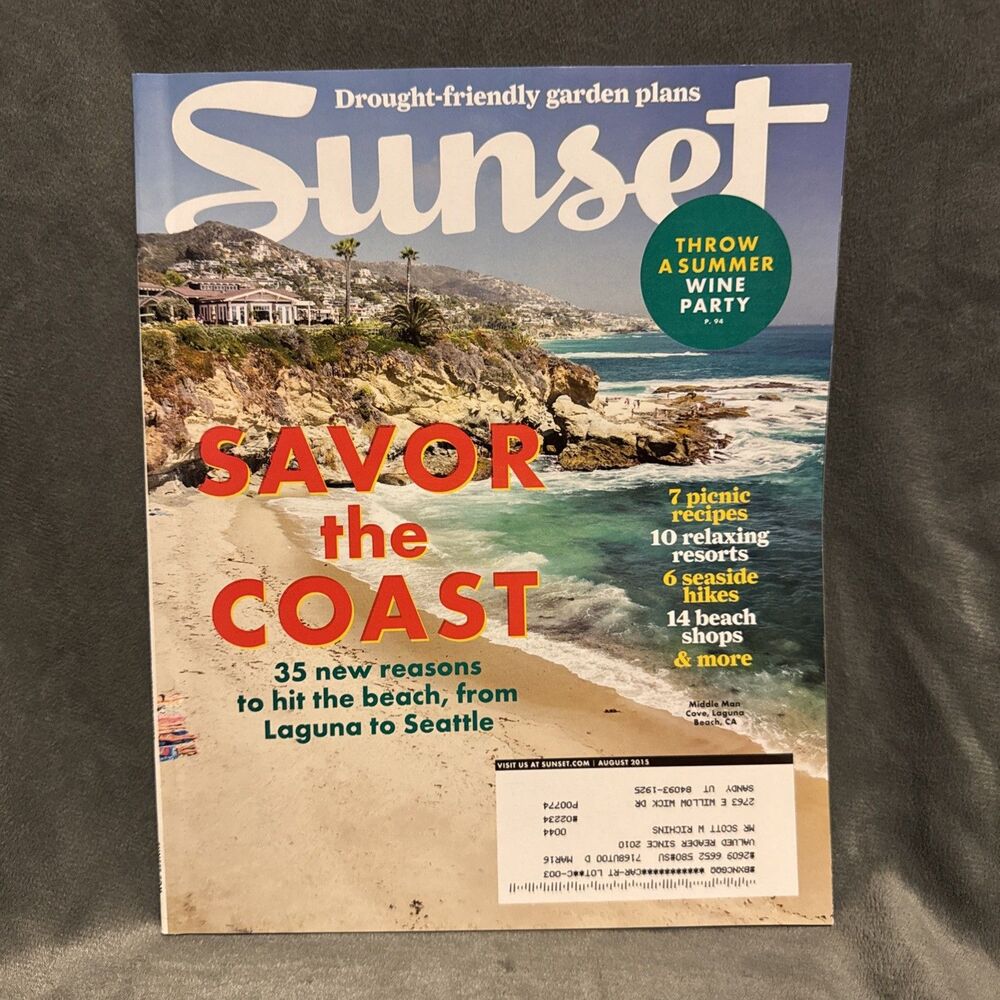 Sunset Magazine Western Living August 2015 Coast Laguna to Seattle Wine Party